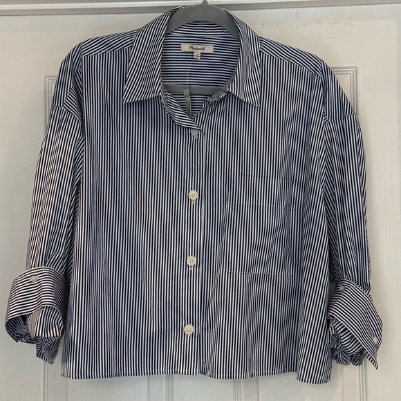 Madewell Tops - Madewell Navy and White Pinstripe Shirt